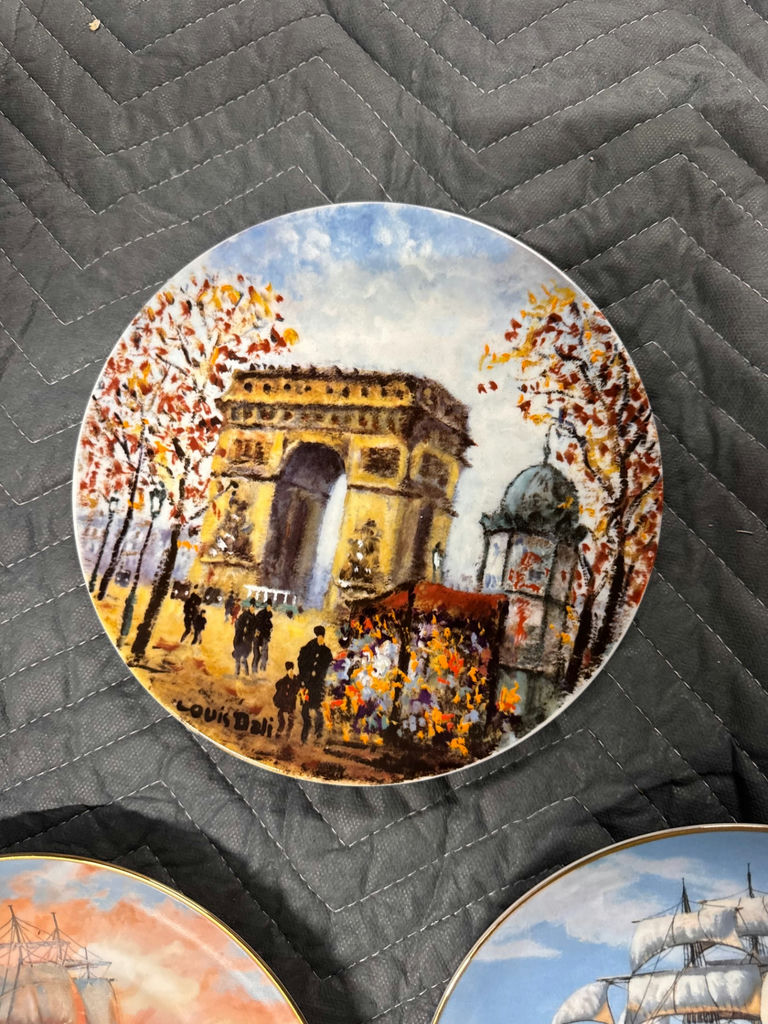 Three Decorative Collector Plates with Ship and Paris Scenes - image 4 of 5