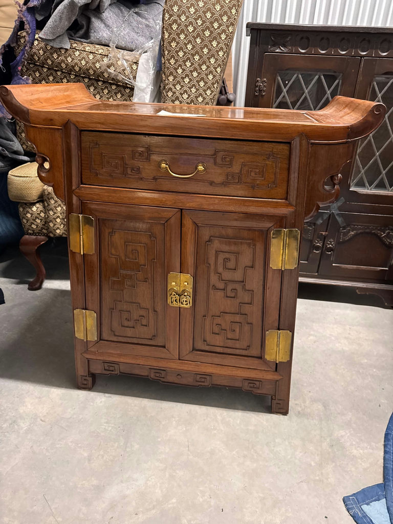 Made in Singapore. Wooden cabinet with top drawer and two paneled doors - image 4 of 6