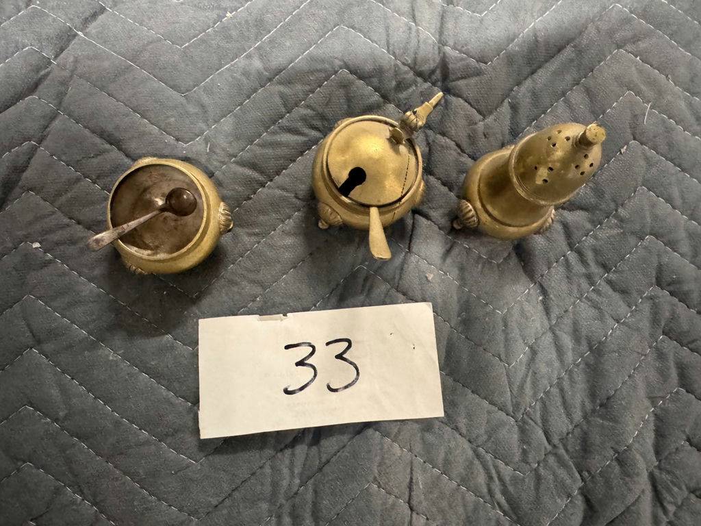 Brass vintage condiment set - image 1 of 5
