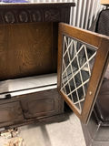 Dark wood cabinet with diamond-paned glass doors - thumbnail 4 of 5