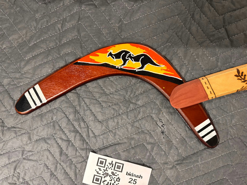 Decorative Wooden Boomerangs and Carved Didgeridoo - image 2 of 5