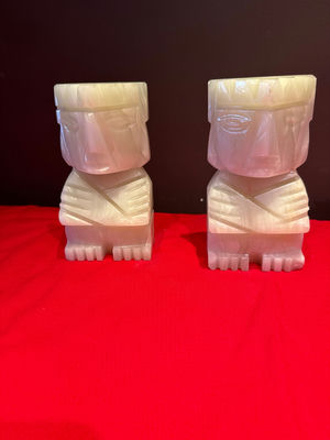 Mayan Aztec hand carved bookends  - Image 1 of 3