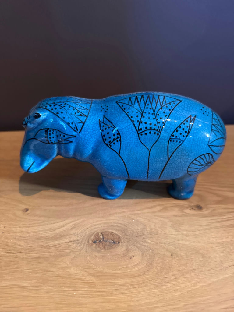 Museum of Art Blue Ceramic Hippopotamus Figurine - image 2 of 4