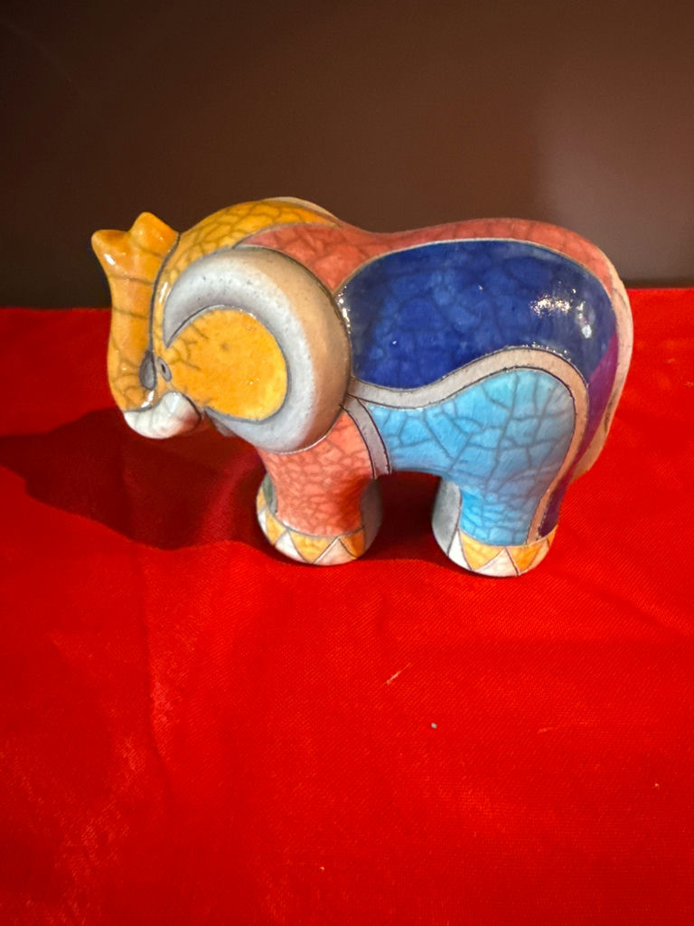 Colorful Elephant FigurineSouth African Raku - image 2 of 4