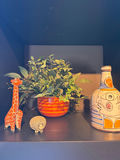 Decorative Ceramic Bottle Vase, Planter with Artificial Plant, and Animal Figurines - thumbnail 1 of 7