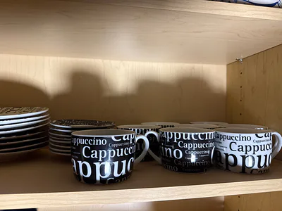 Crate and Barrel -Black and White Cappuccino and Espresso Cup Set - Image 1 of 3
