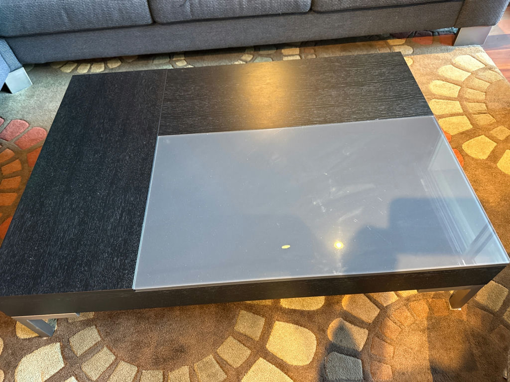 Black Coffee Table with Glass Top Insert - image 1 of 3