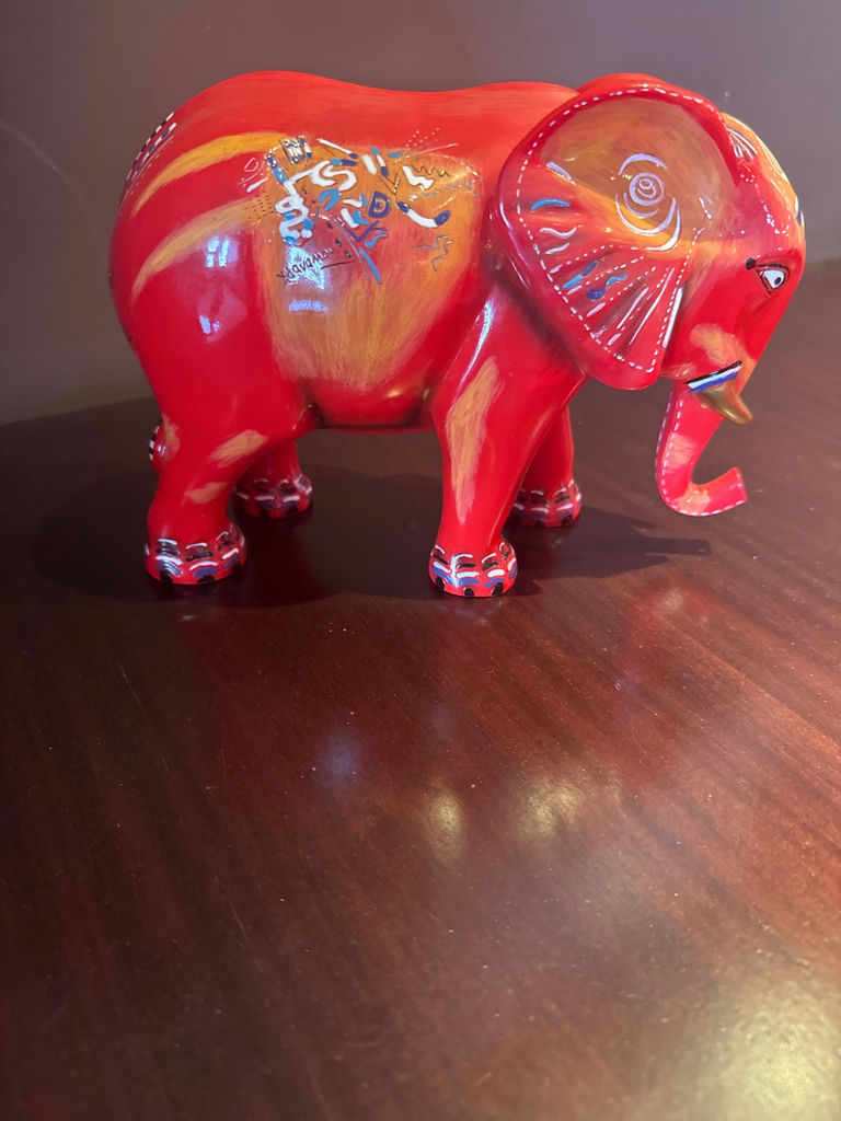 Art in the City Hand-Painted Red Elephant Figurine - image 2 of 5