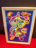 Framed colorful abstract art with back label - thumbnail 2 of 3