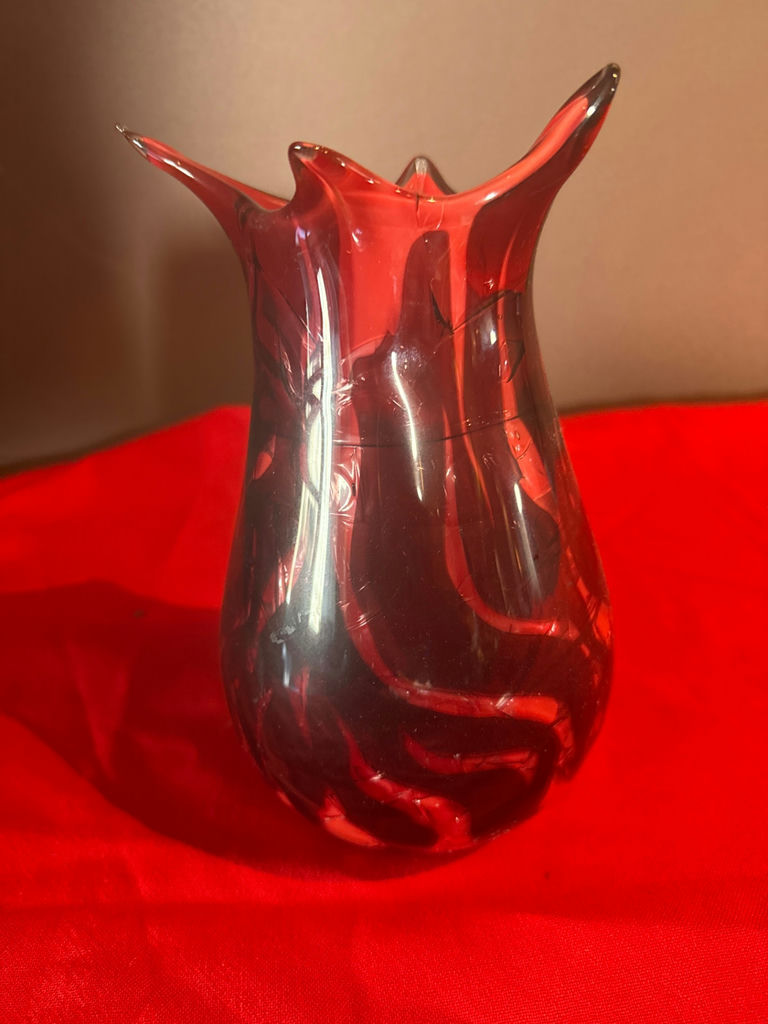 Murano Red Art Glass Vase - image 1 of 3