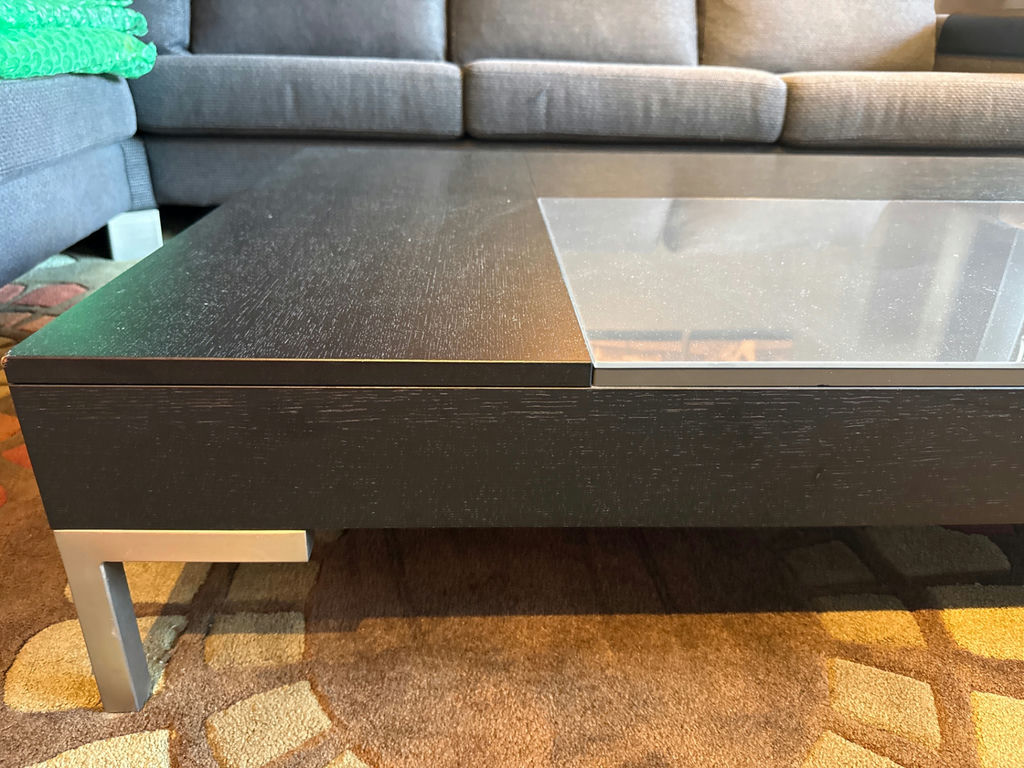 Black Coffee Table with Glass Top Insert - image 2 of 3