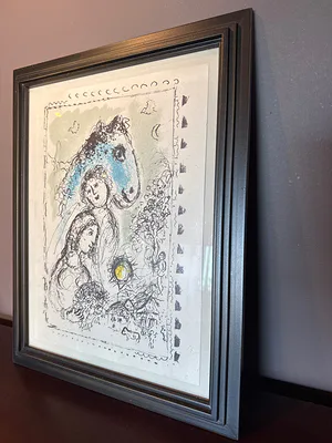 Framed Marc Chagall Blue Horse With Couple Lithograph - Image 1 of 4
