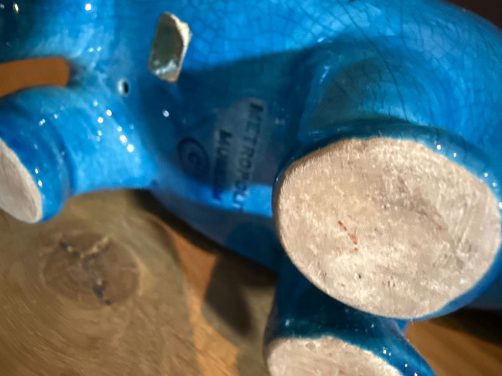 Museum of Art Blue Ceramic Hippopotamus Figurine - image 3 of 4