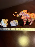Hand carved animal figurines: painted elephant and carved lion - thumbnail 6 of 7