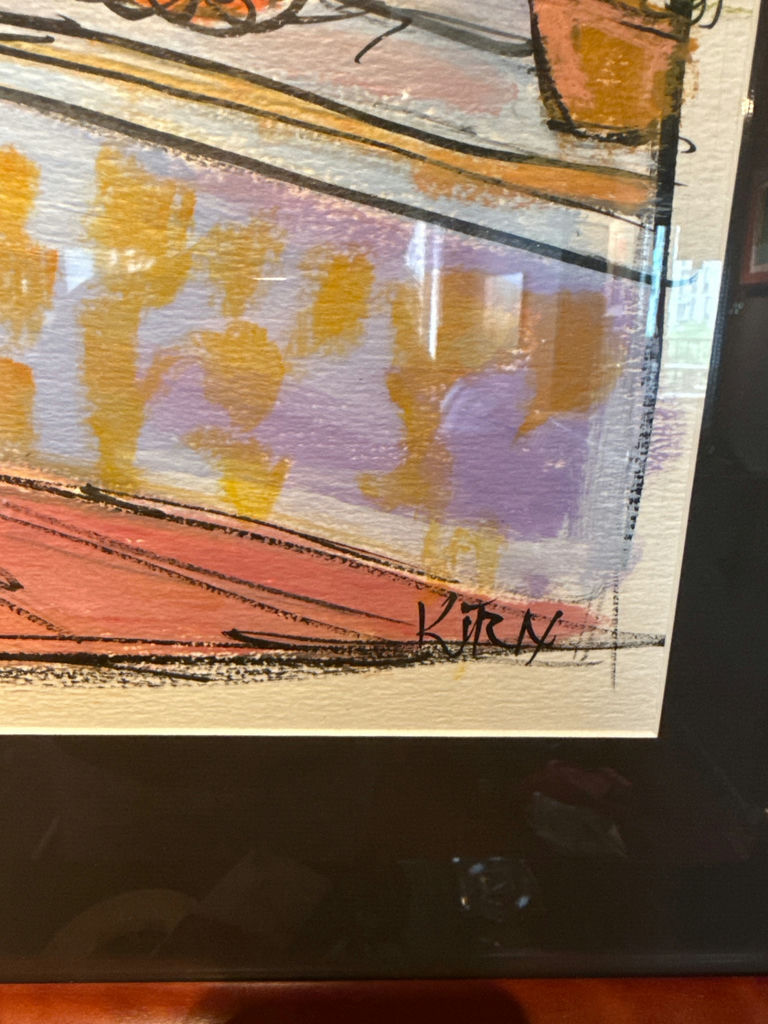 Kritz signed - Framed painting of a windowsill with plants - image 3 of 4