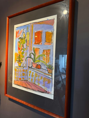 Kritz signed - Framed painting of a windowsill with plants - Image 1 of 4