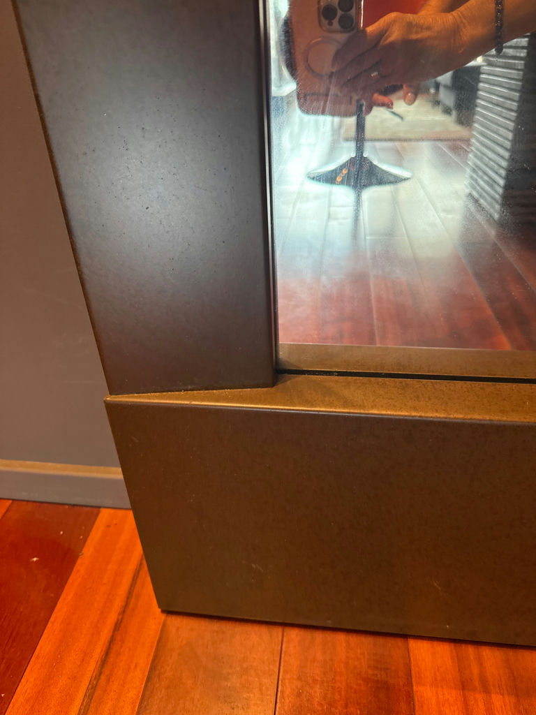 Dark metal-framed floor mirror - image 3 of 3