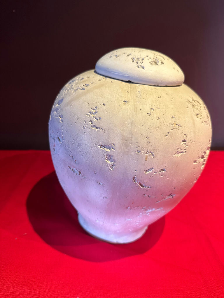 Jaru of California -Round Textured Decorative Vase with Lid - image 1 of 3