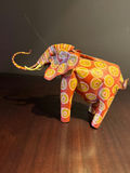Hand carved animal figurines: painted elephant and carved lion - thumbnail 3 of 7