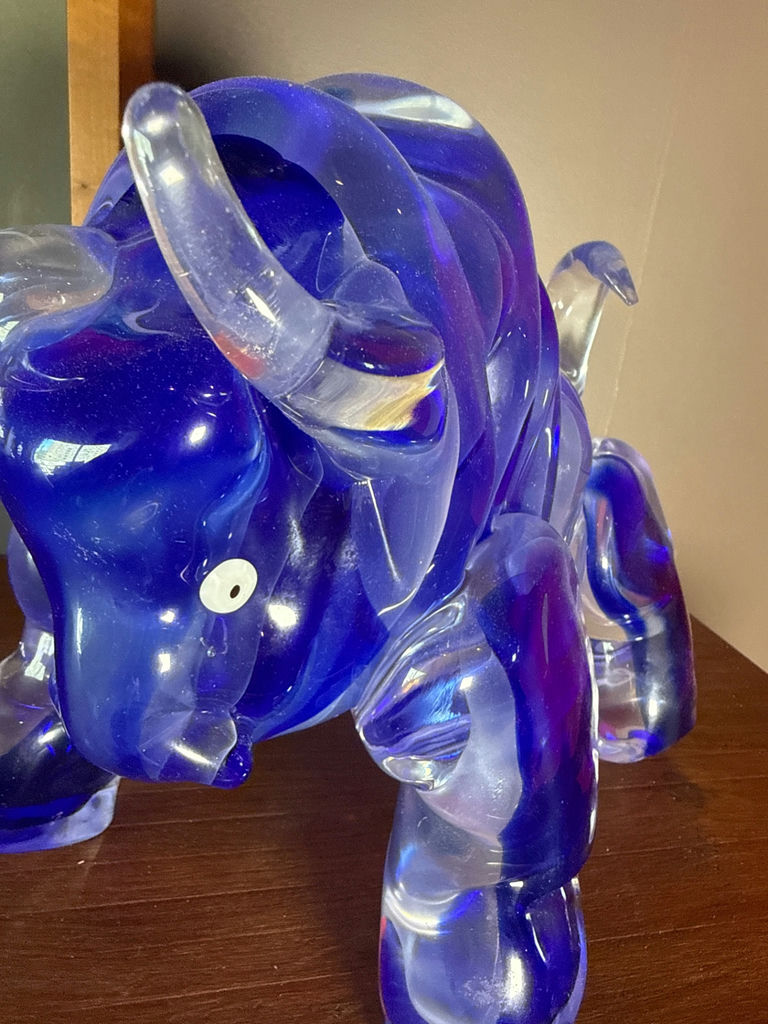 Murano glass Blue Glass Bull Figurine - image 3 of 3