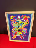 Framed colorful abstract art with back label - thumbnail 1 of 3