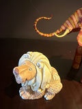 Hand carved animal figurines: painted elephant and carved lion - thumbnail 2 of 7