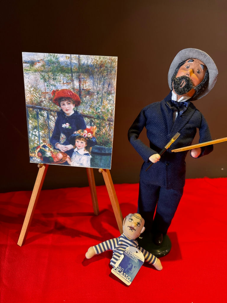Artist Figurine, Renoir Mini Canvas on Easel, and Picasso Plush Magnet - image 1 of 6