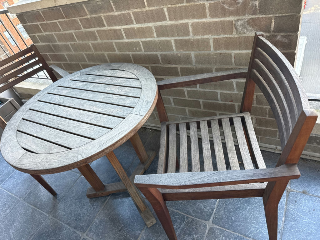 Teak Wooden Outdoor Bistro Table and Two Chairs - image 2 of 3
