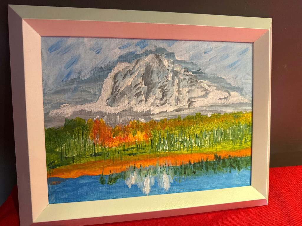 Framed Mountain Landscape Painting - image 2 of 3