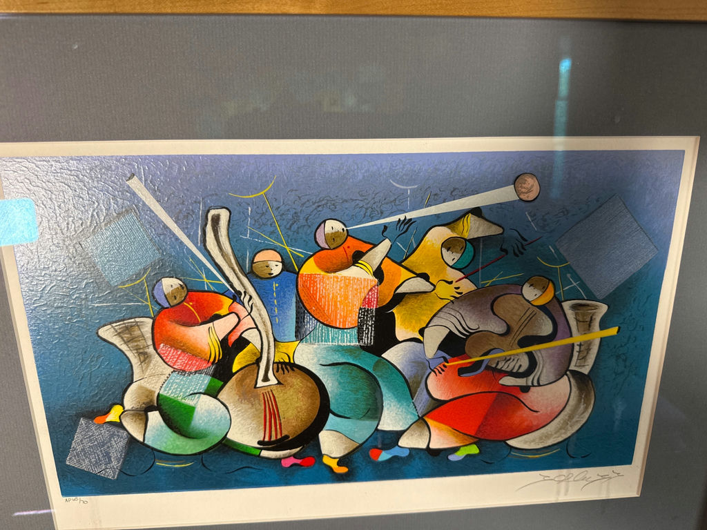 David Shluss serigraph Framed Abstract Musician Print - image 4 of 4