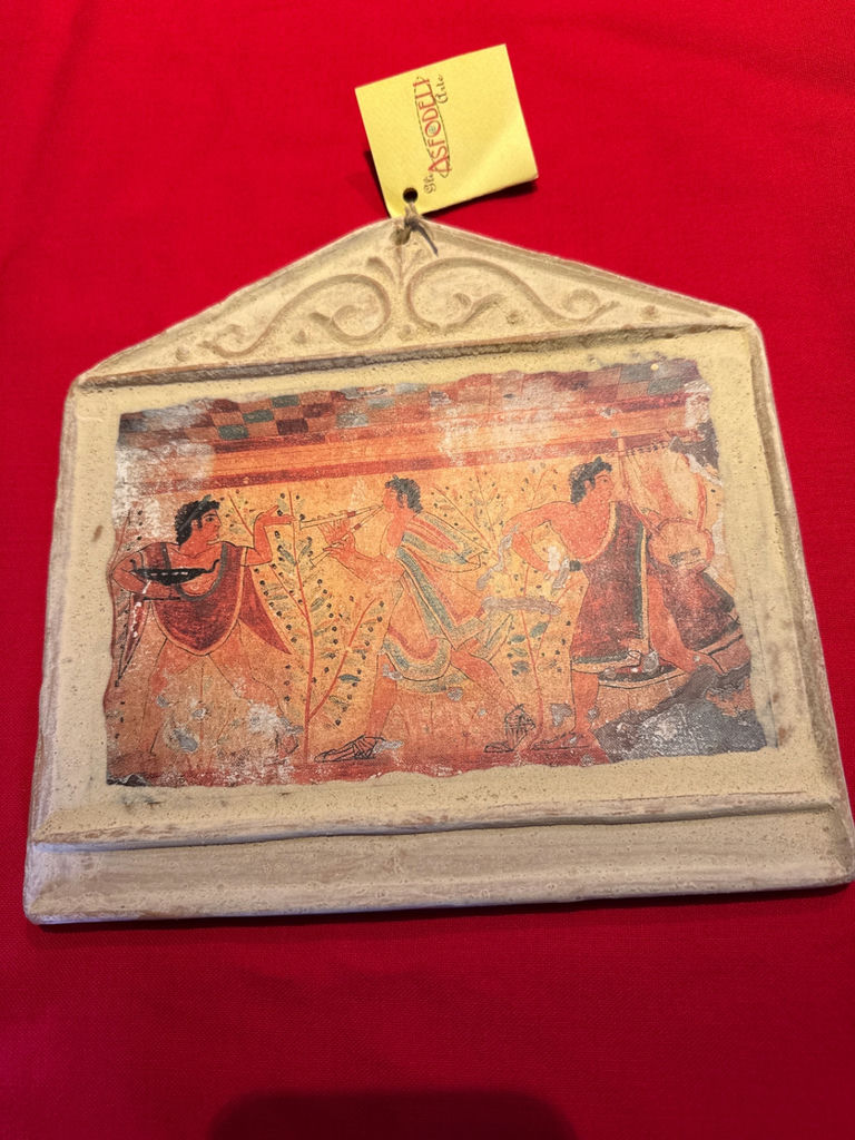 Tomb of the Leopards - Decorative Ceramic Wall Plaque with Classical Scene - image 1 of 3