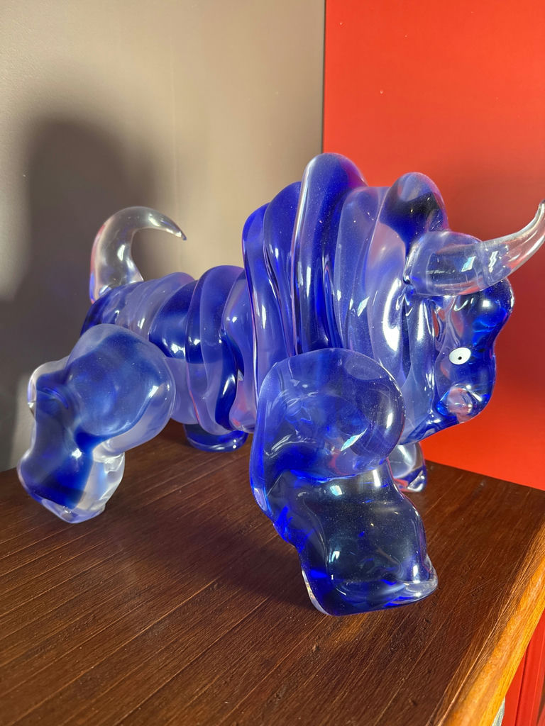Murano glass Blue Glass Bull Figurine - image 2 of 3
