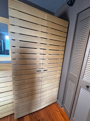 Wood Slat Double-Door Storage Cabinet - Image 1 of 3