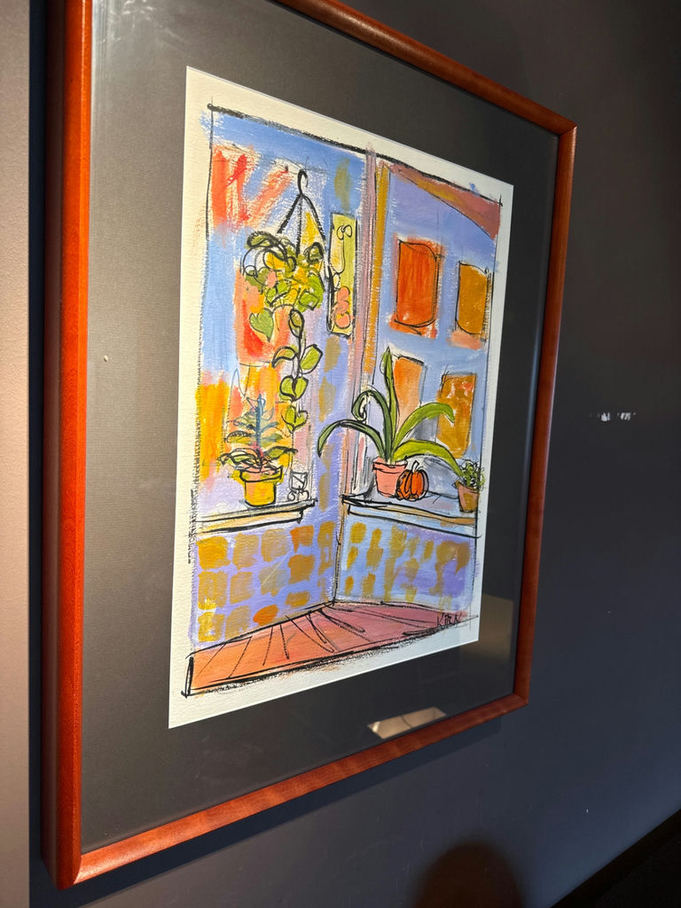 Kritz signed - Framed painting of a windowsill with plants - image 2 of 4
