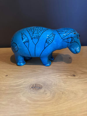 Museum of Art Blue Ceramic Hippopotamus Figurine - Image 1 of 4