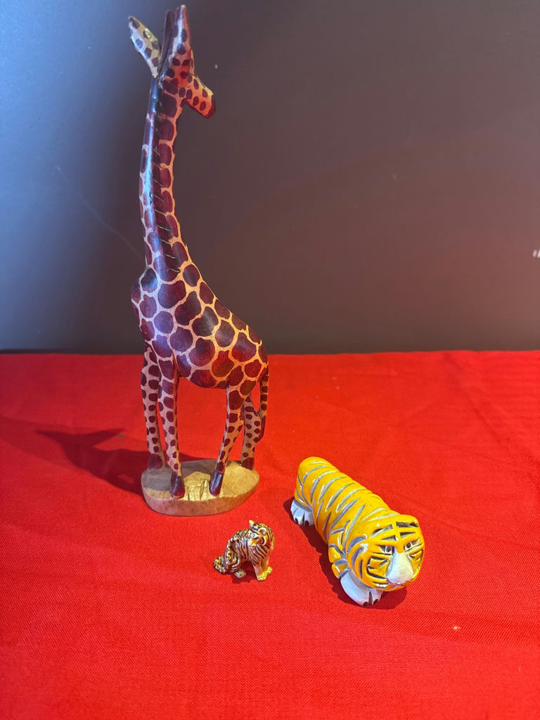Animal Figurines Including Giraffe and Tigers - image 1 of 4