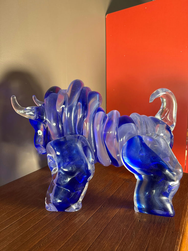 Murano glass Blue Glass Bull Figurine - image 1 of 3