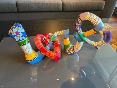 Colorful Abstract Love Sculpture - Image 1 of 3