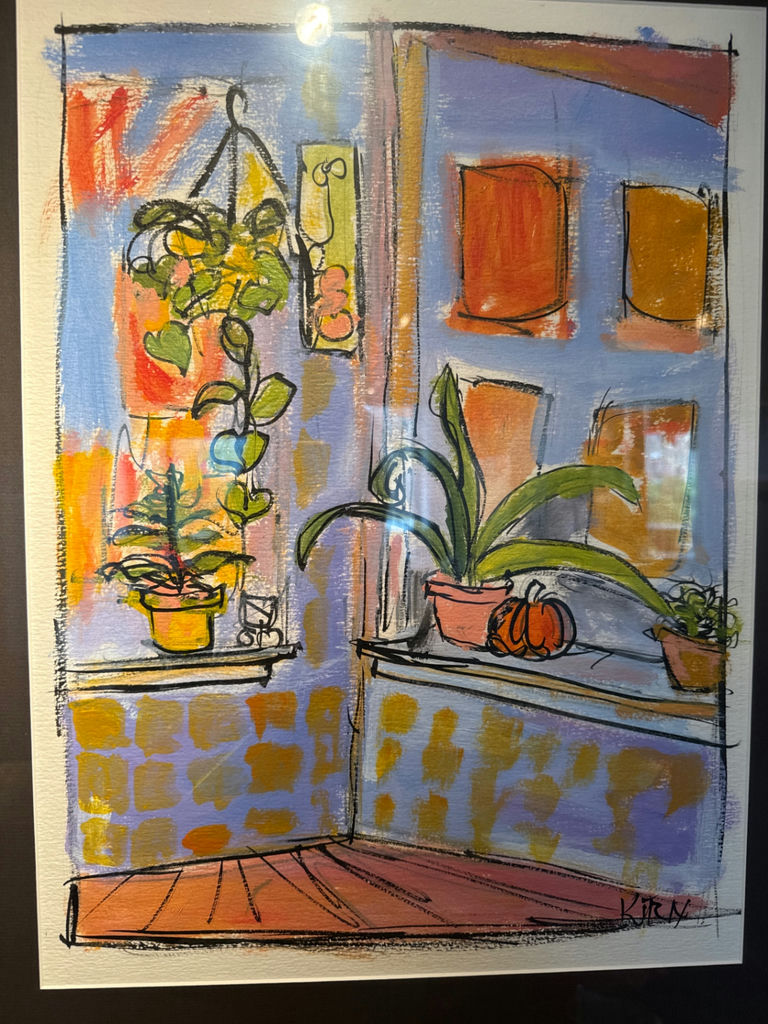Kritz signed - Framed painting of a windowsill with plants - image 4 of 4