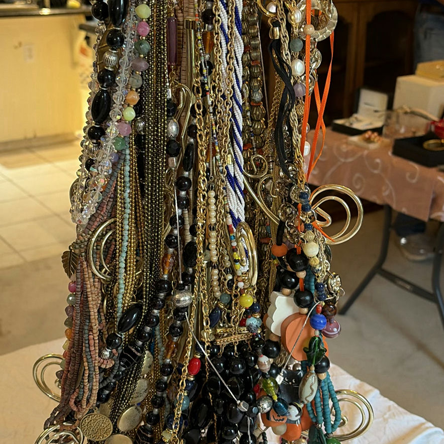 Beaded necklaces on a necklace display tree - image 9 of 10