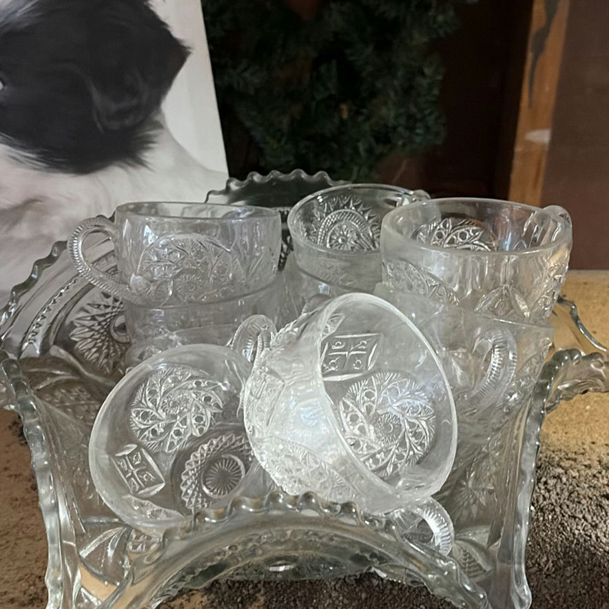Kissing puppies sign with glassware, teapot, and vintage kitchenware - image 3 of 7