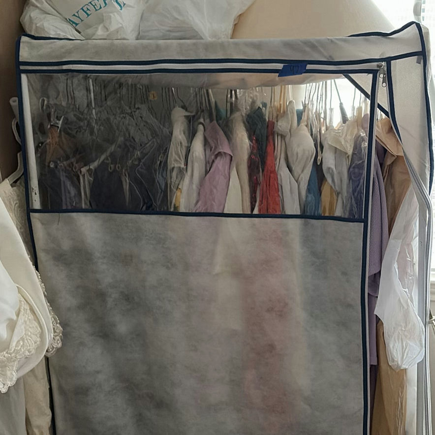 Portable wardrobe closet with hanging clothes - image 7 of 7