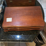Antique wooden silverware chest with silver-plated flatware - thumbnail 1 of 4