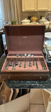 Ornate silverware set in a two-tier wooden storage case - thumbnail 1 of 5