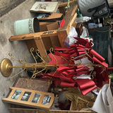 Assorted Christmas Decorations: wreath, brass centerpiece, and figurines - thumbnail 3 of 9