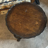 Round Burl Wood Table on Three-Leg Pedestal - thumbnail 1 of 3