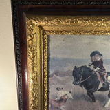 Framed painting of rider on horse with hounds - thumbnail 3 of 7