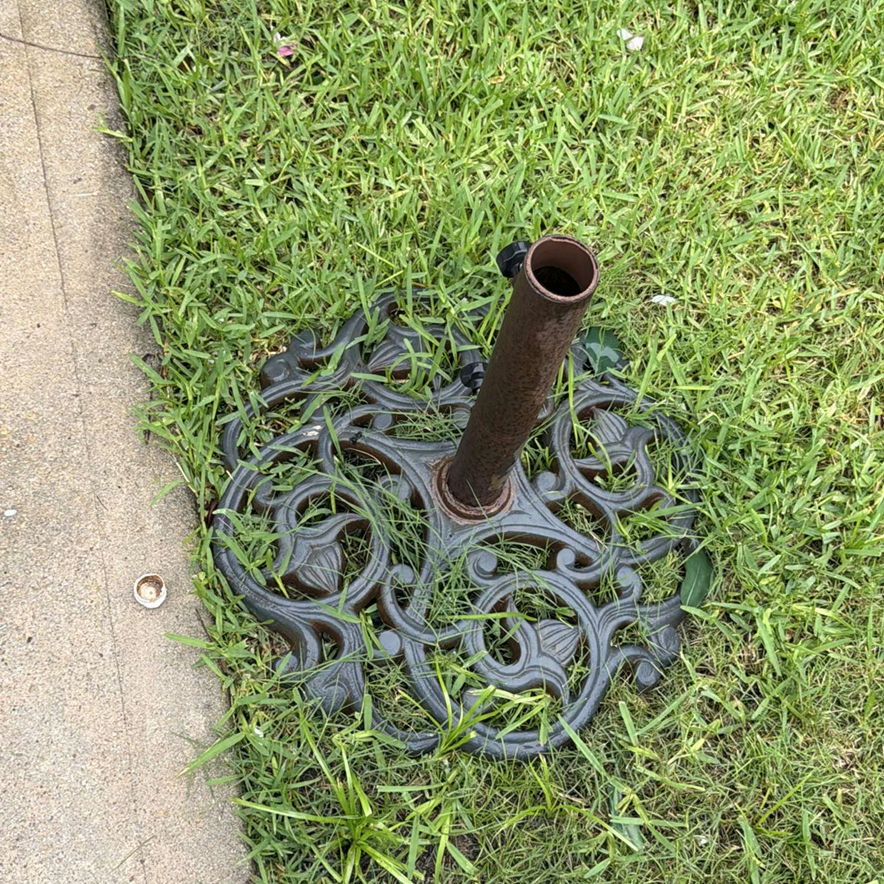 Ornate garden planters and iron umbrella stand - image 2 of 5