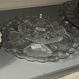 Stacked white ceramic plates with glass and crystal serving dishes - thumbnail 5 of 6