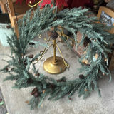 Assorted Christmas Decorations: wreath, brass centerpiece, and figurines - thumbnail 2 of 9